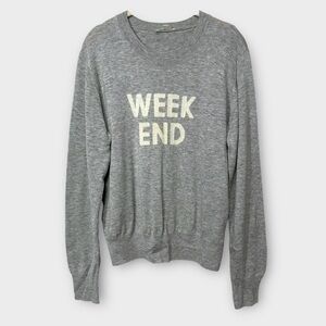A Loves A Wool Blend Sweater Women's Large Gray‎ Weekend Crewneck Preppy Classic
